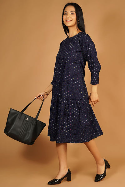 Premium Cotton Blue Midi Dress