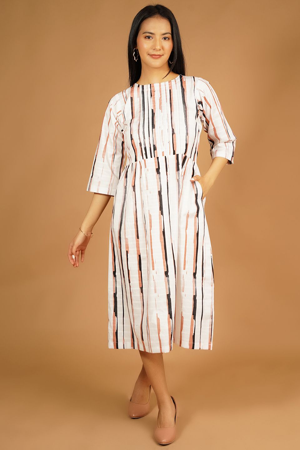 Premium Cotton White Midi Dress