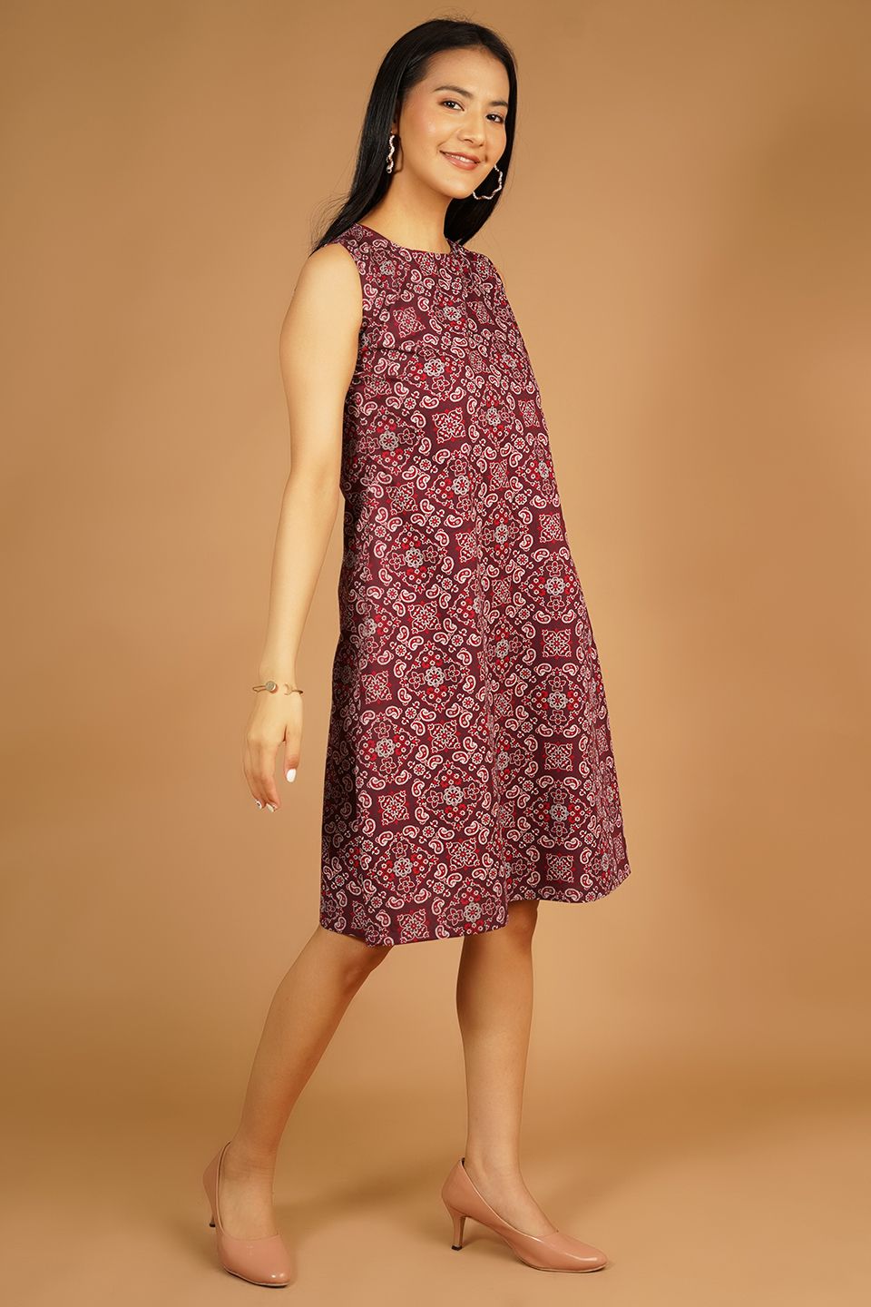 Premium Cotton Maroon Midi Dress