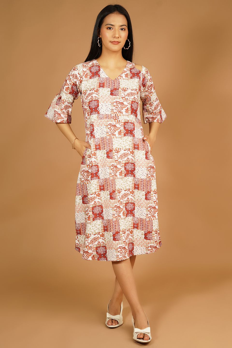 Premium Cotton Multicolor Midi Dress