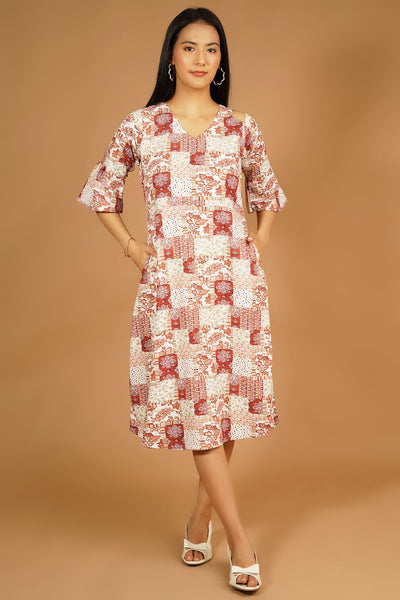 Premium Cotton Multicolor Midi Dress