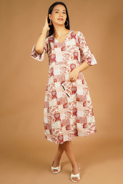 Premium Cotton Multicolor Midi Dress