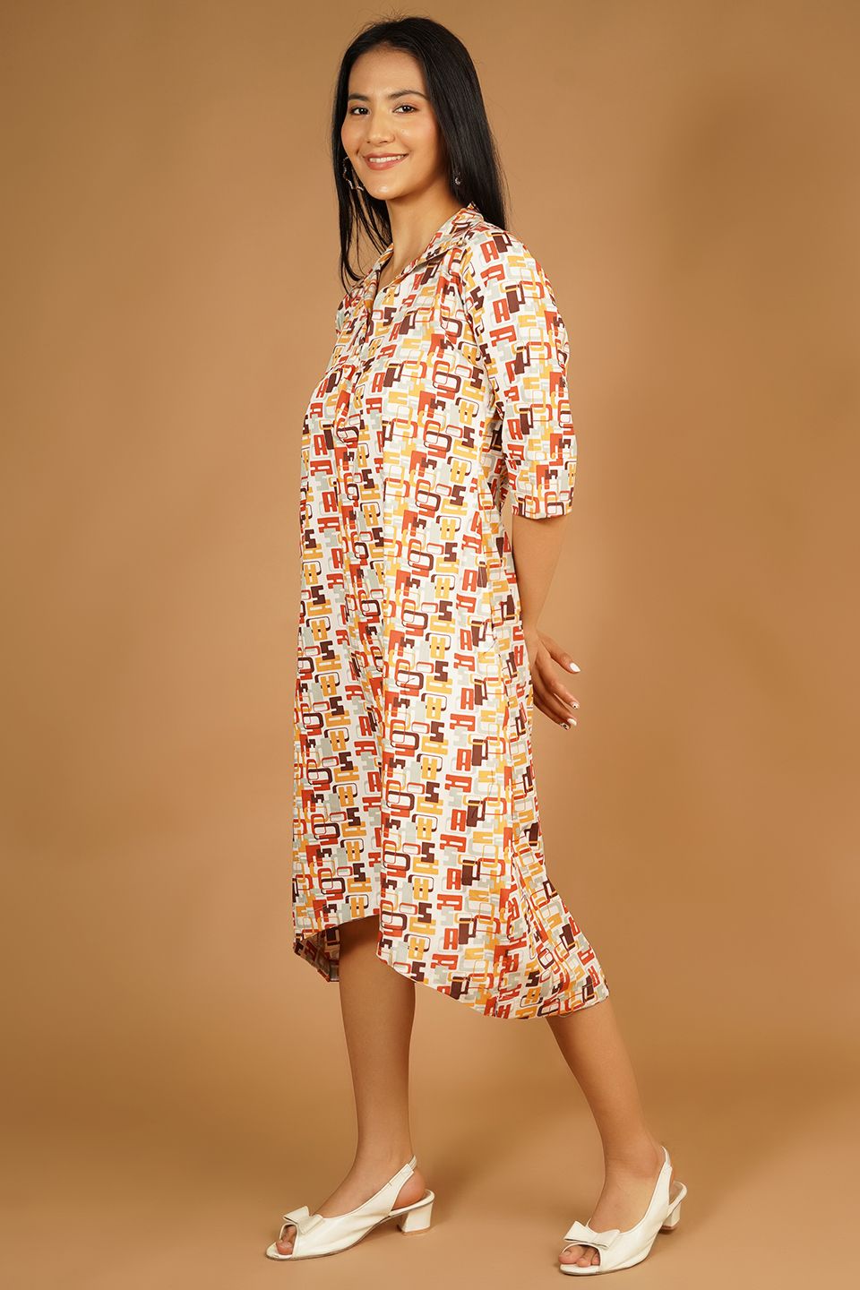 Premium Cotton Multicolor Midi Dress