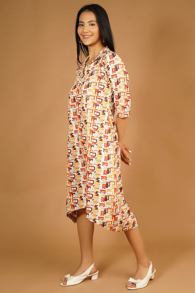 Premium Cotton Multicolor Midi Dress