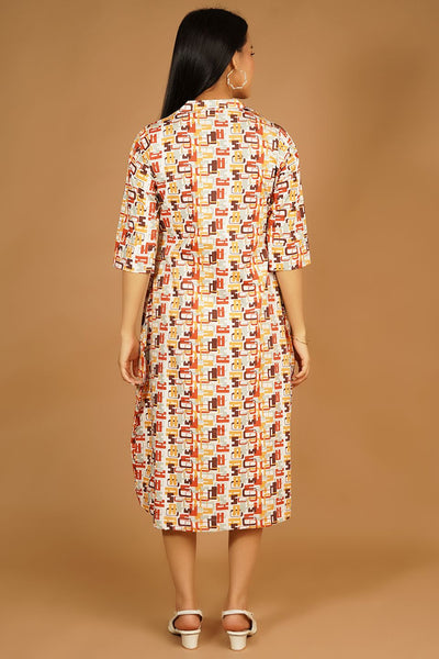 Premium Cotton Multicolor Midi Dress