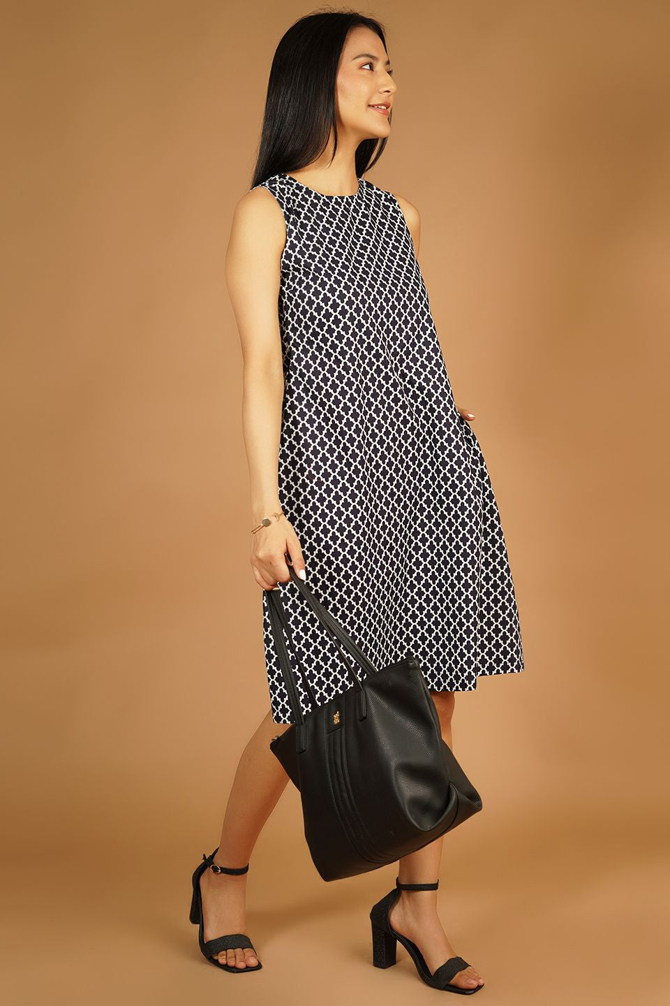 Premium Cotton Black Midi Dress