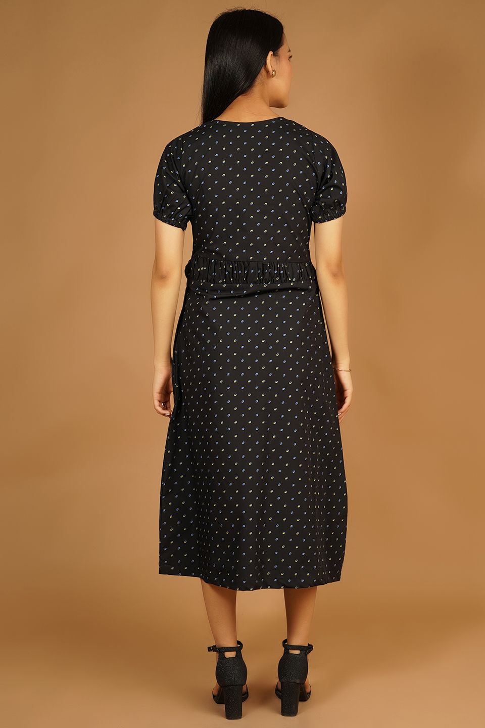 Premium Cotton Black Midi Dress