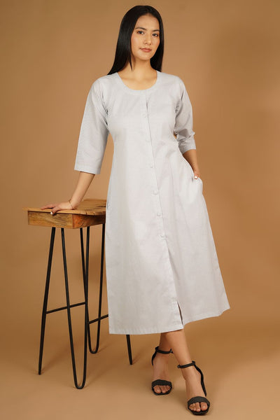 Premium Cotton White Midi Dress