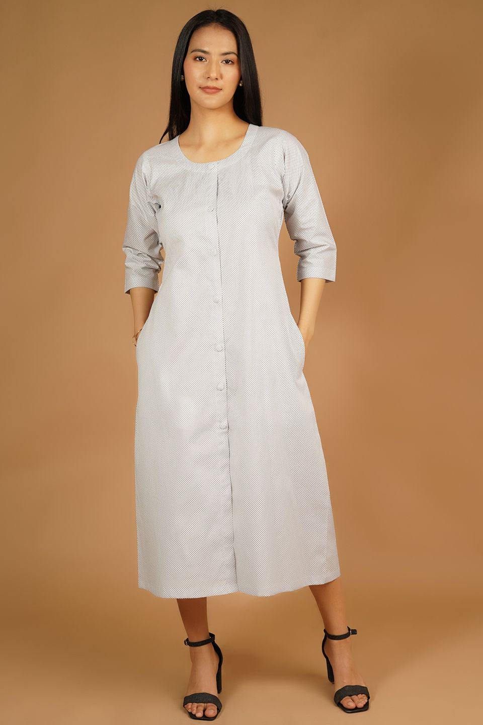 Premium Cotton White Midi Dress