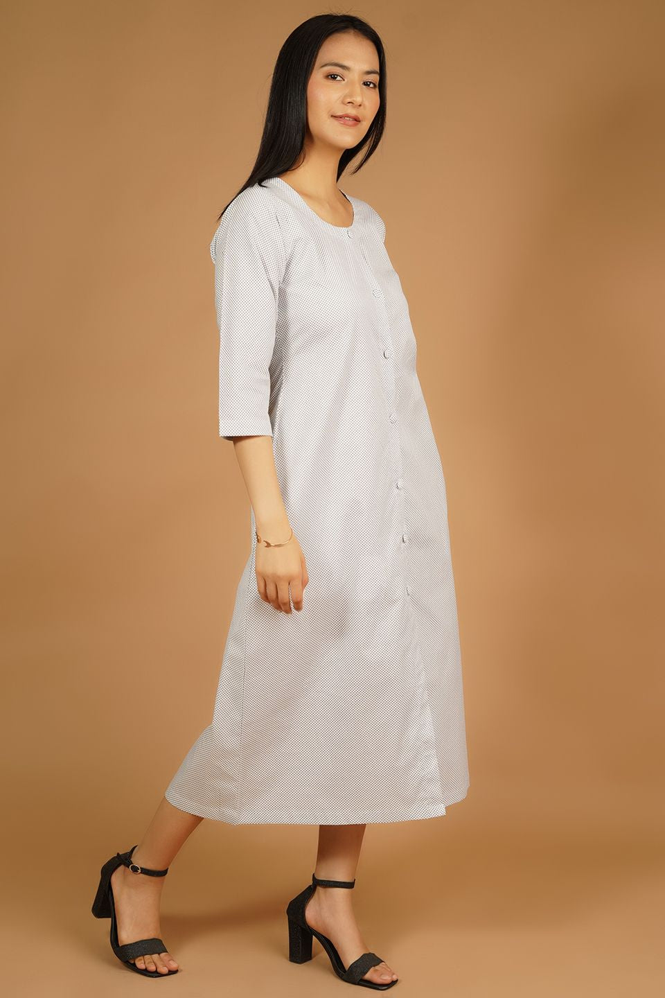 Premium Cotton White Midi Dress