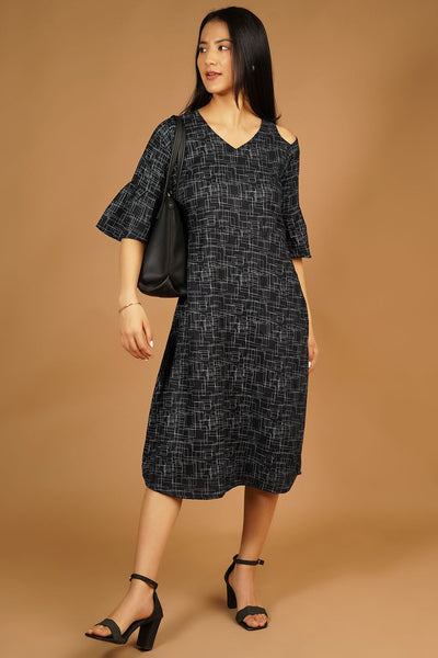 Premium Cotton Black Midi Dress