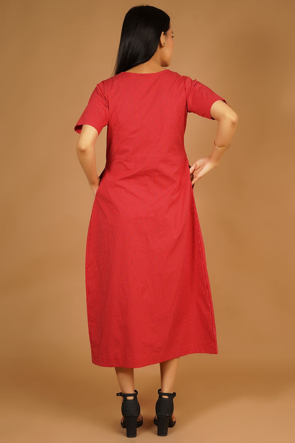 Premium Cotton Red Midi Dress