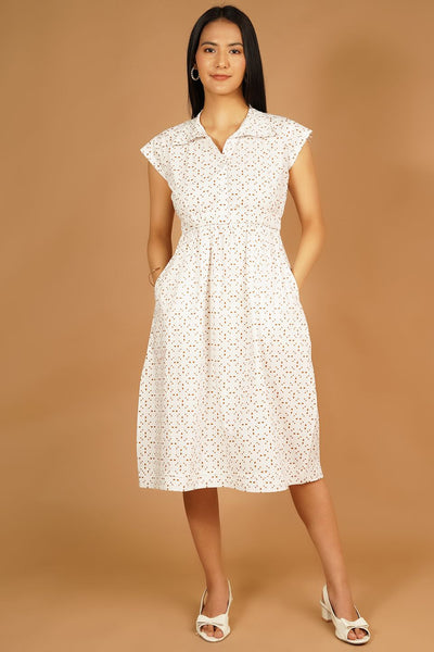 Premium Cotton White Midi Dress