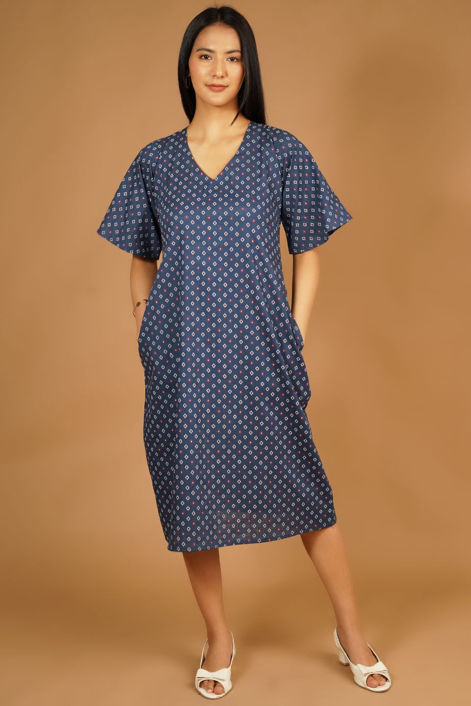 Premium Cotton Blue Midi Dress