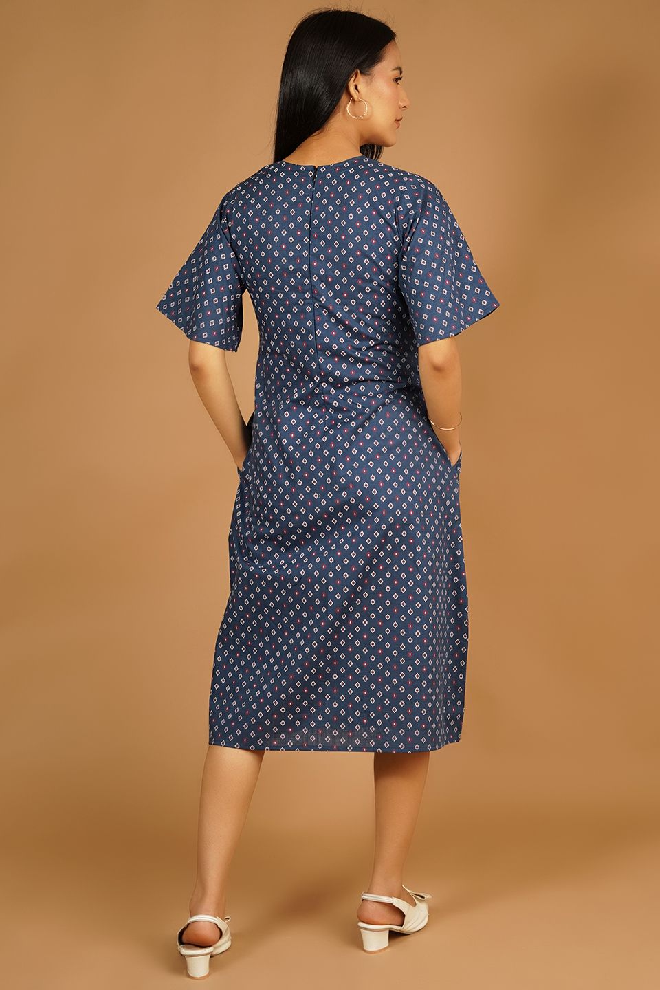 Premium Cotton Blue Midi Dress