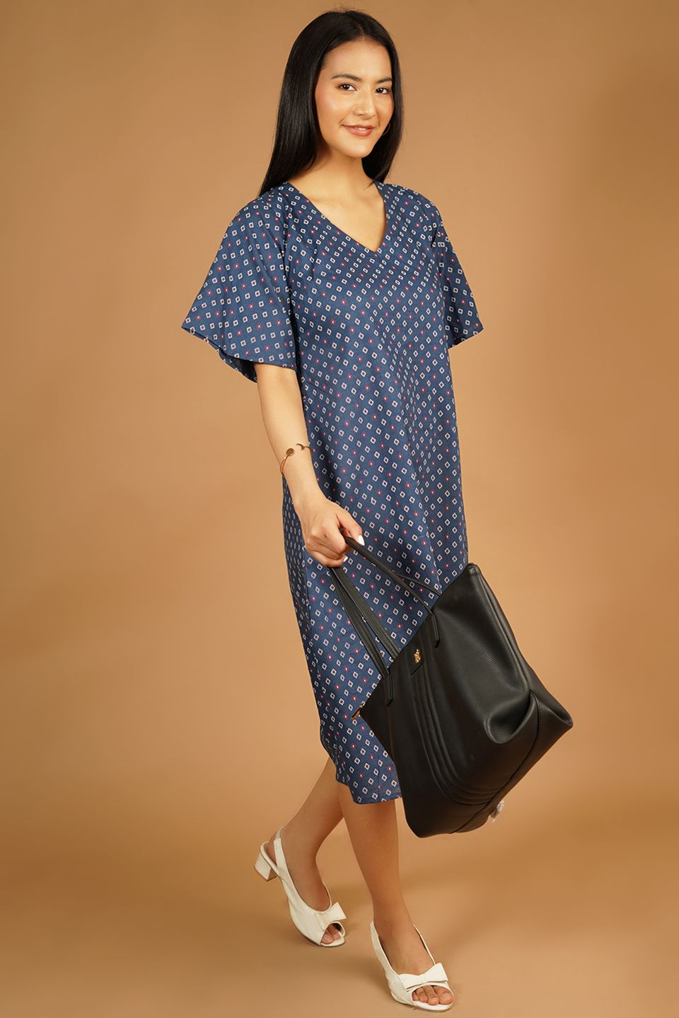 Premium Cotton Blue Midi Dress