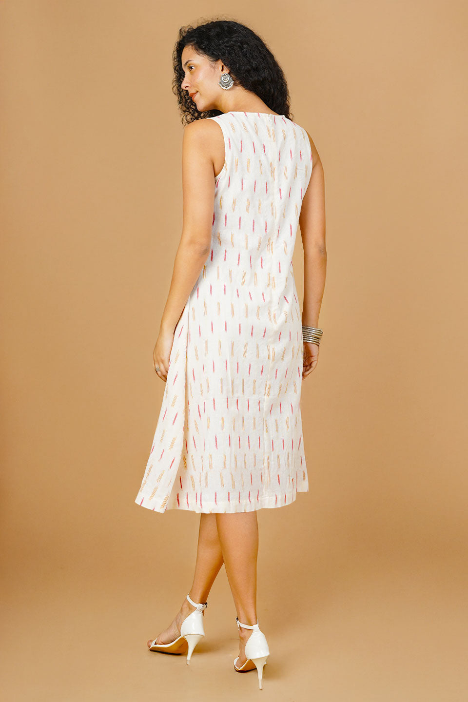 White  Ikat Midi Dress