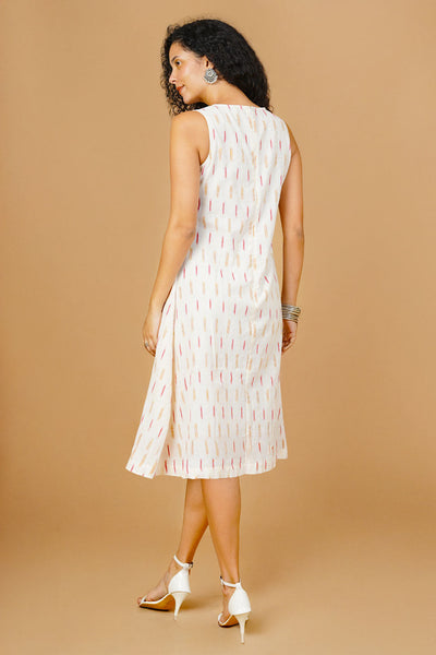White  Ikat Midi Dress