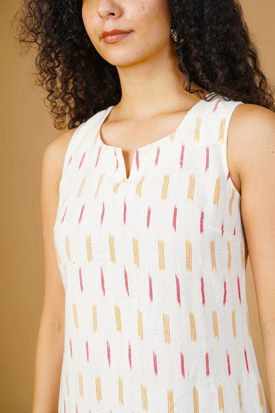 White  Ikat Midi Dress