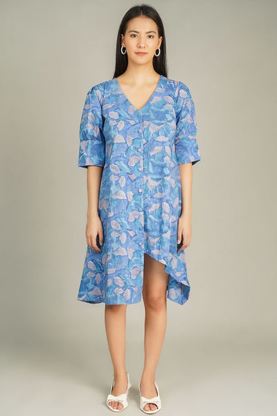 Bagru Midi Blue Dress