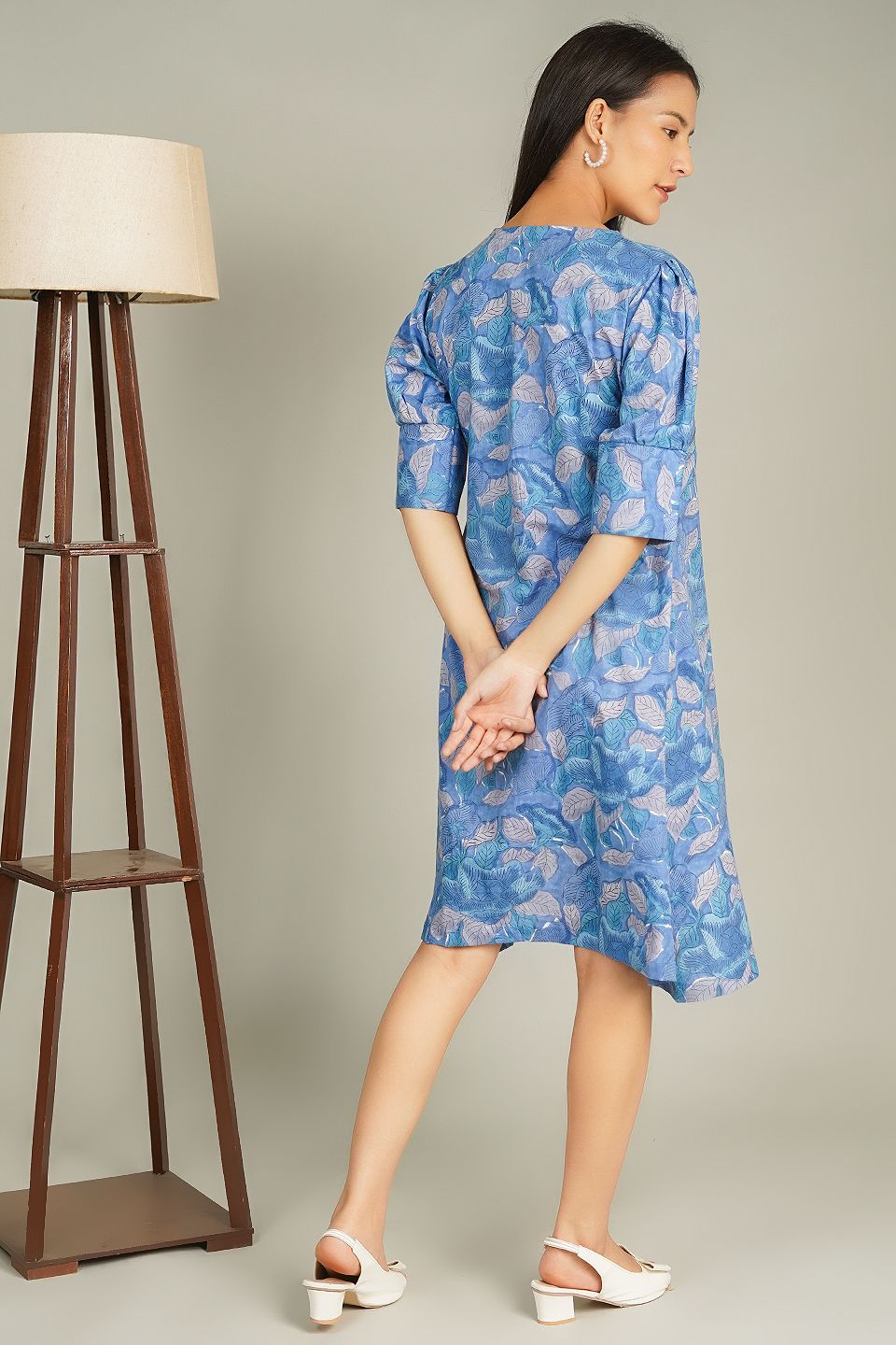 Bagru Midi Blue Dress