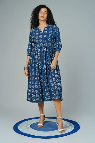 Blue Indigo Midi Dress