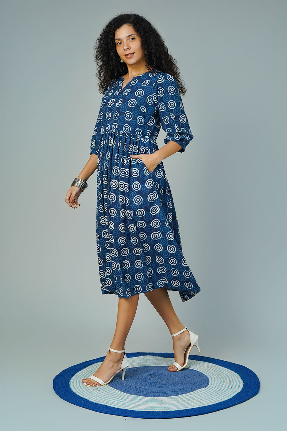 Blue Indigo Midi Dress