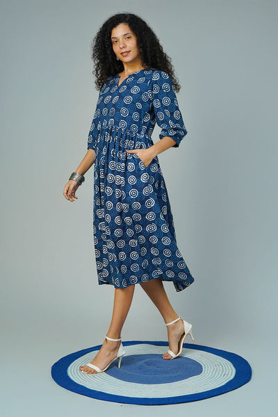 Blue Indigo Midi Dress