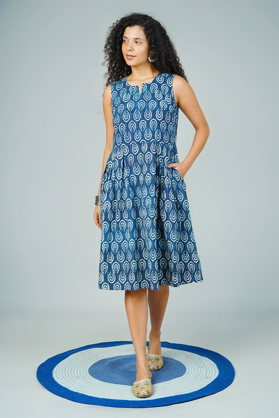 Blue Indigo Midi Dress