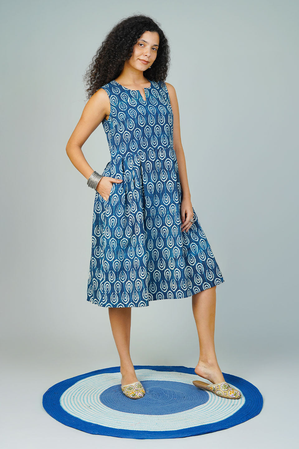 Blue Indigo Midi Dress