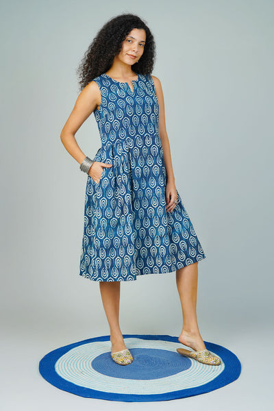 Blue Indigo Midi Dress