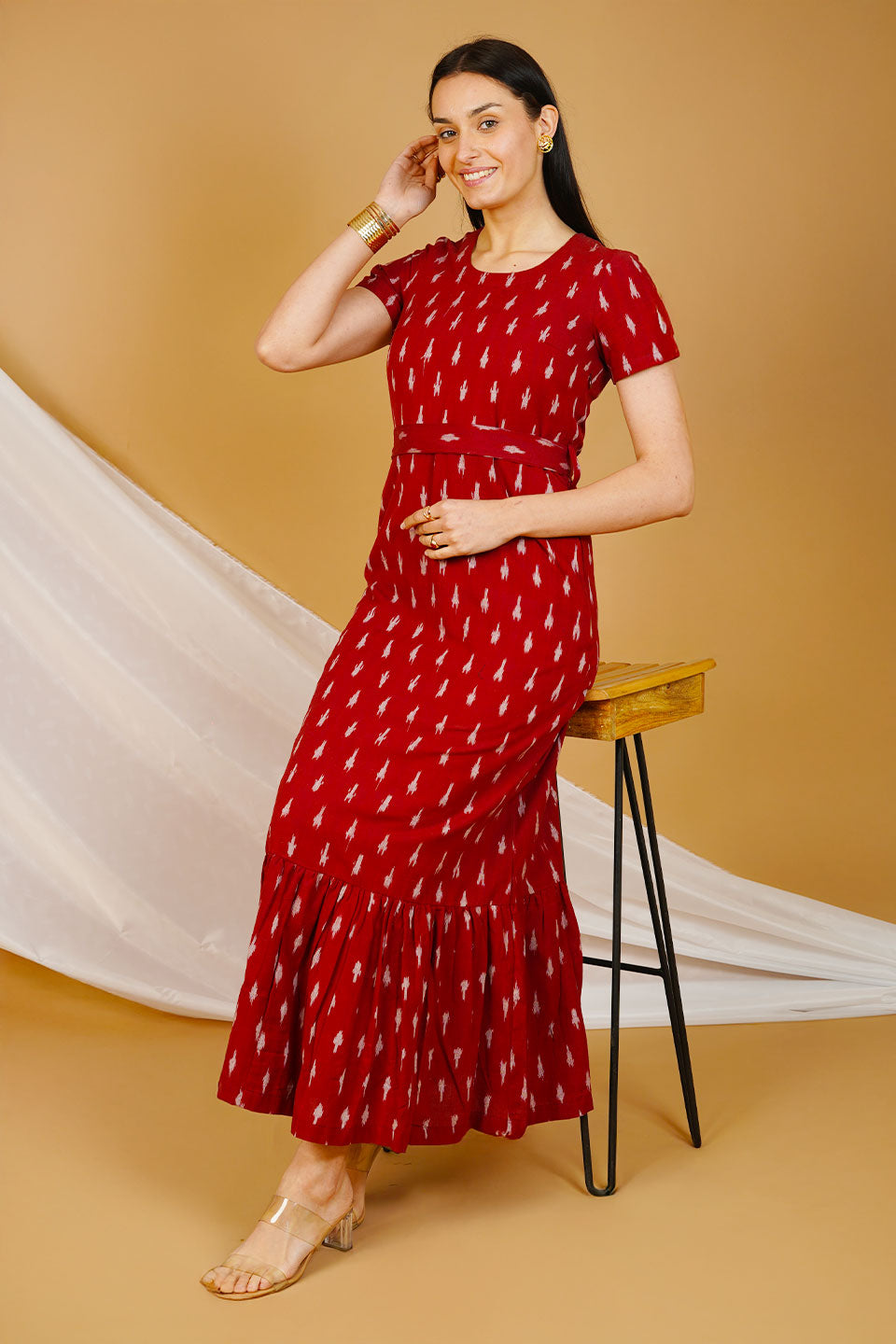 ikat cotton dress Red Maxi perfect for year Scent:Eucalyptus EO #1 Truebrowns In celebration of what