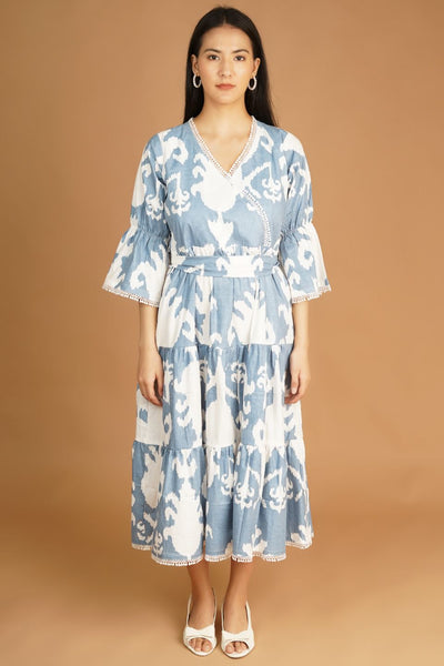 Screen Print Midi Blue Dress