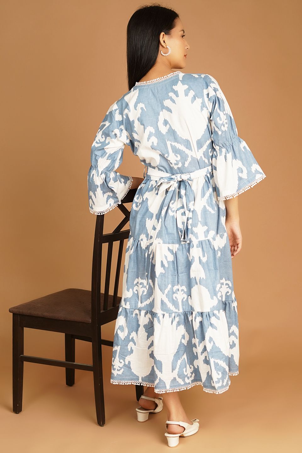 Screen Print Midi Blue Dress