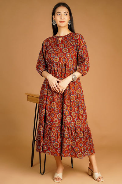 Screen Print MAXI Brown Dress