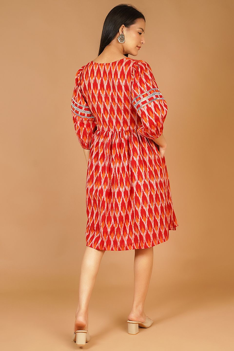 Ikat Midi Red Dress