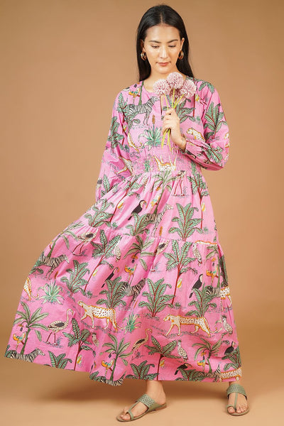 Screen Print MAXI Pink Dress