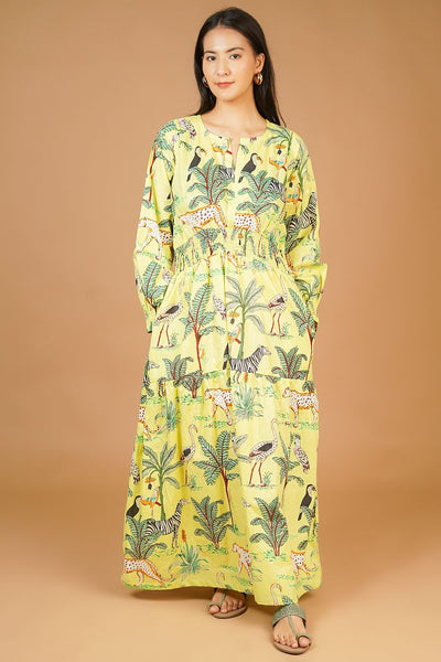 Screen Print MAXI Green Dress