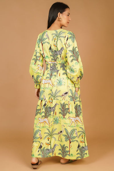 Screen Print MAXI Green Dress