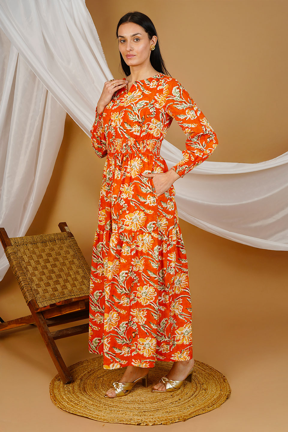 jaipur maxi dress Blue Jaipur Cotton Maxi Dress