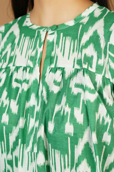 Screen Print MAXI Green Dress