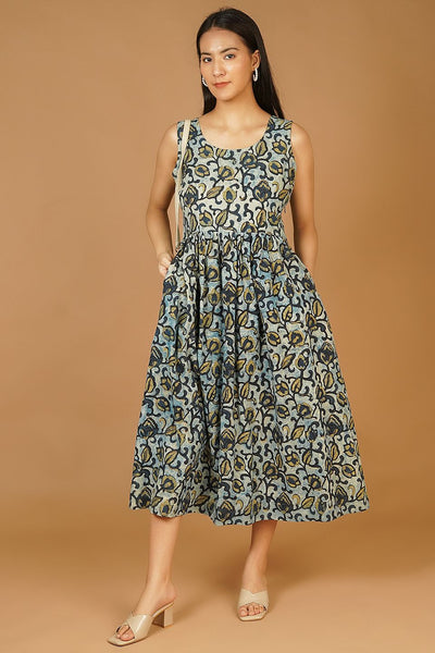 Bagru Midi Blue Dress