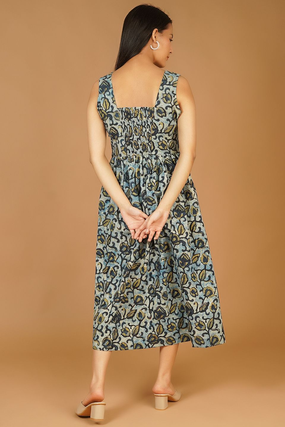 Bagru Midi Blue Dress