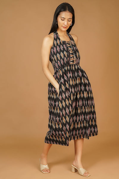 Ikat Midi Black Dress