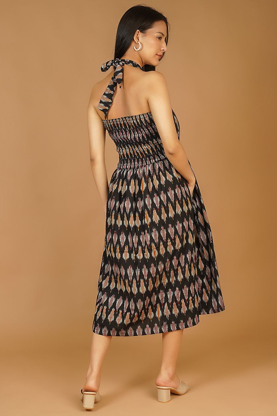 Ikat Midi Black Dress