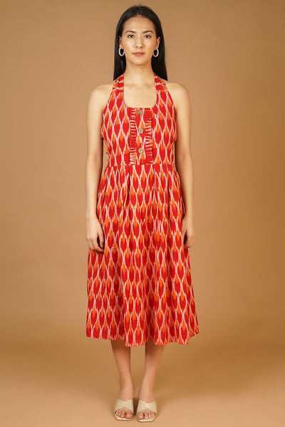 Ikat Midi Red Dress