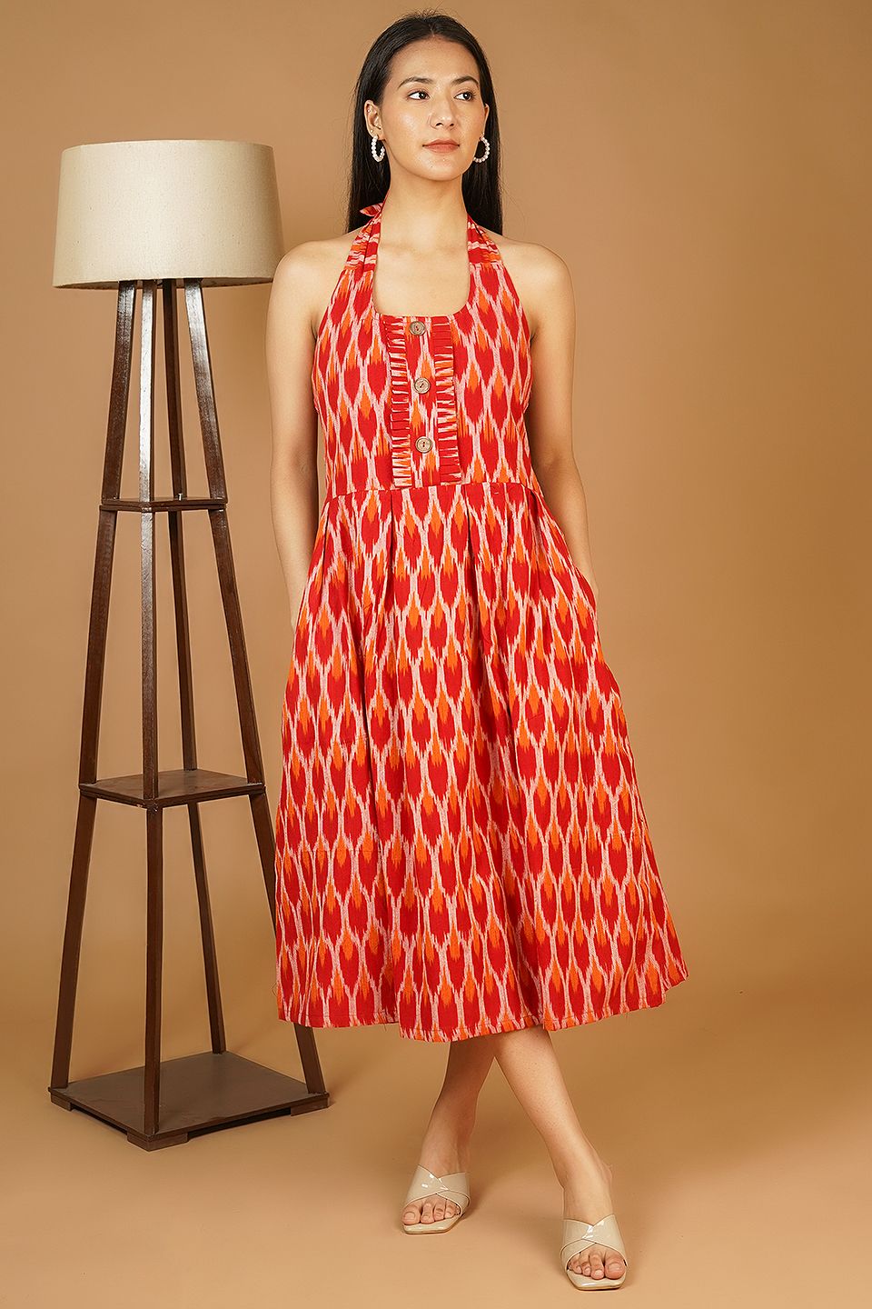 Ikat Midi Red Dress