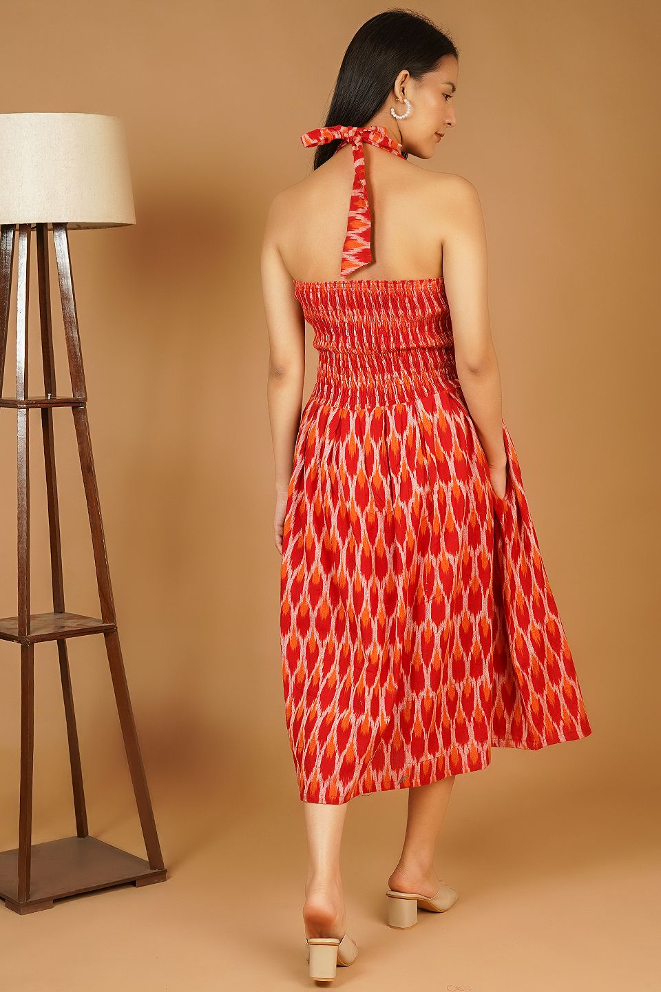 Ikat Midi Red Dress