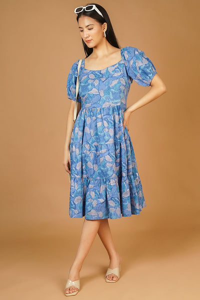 Bagru Midi Blue Dress