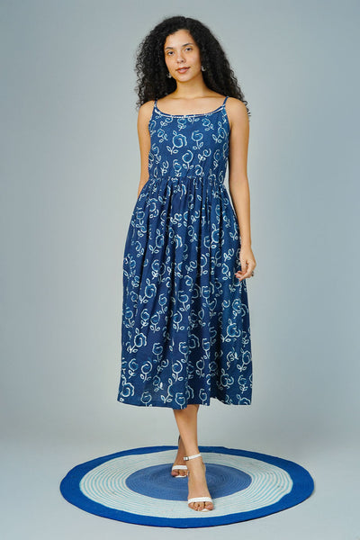 Blue Indigo Midi Dress